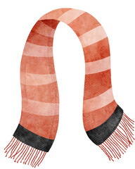 Watercolor Illustration of a Striped Winter Scarf
