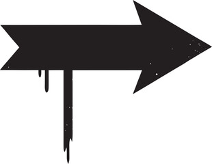 Graffiti spray arrow with over spray in black over white. vector illustration