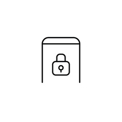 Phone and lock, device protection and remote feature. Pixel perfect, editable stroke vector icon