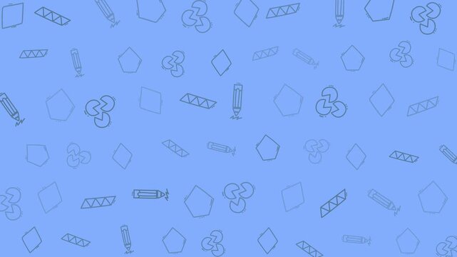 geometric shapes seamless pattern doodle blue background drawing elements
