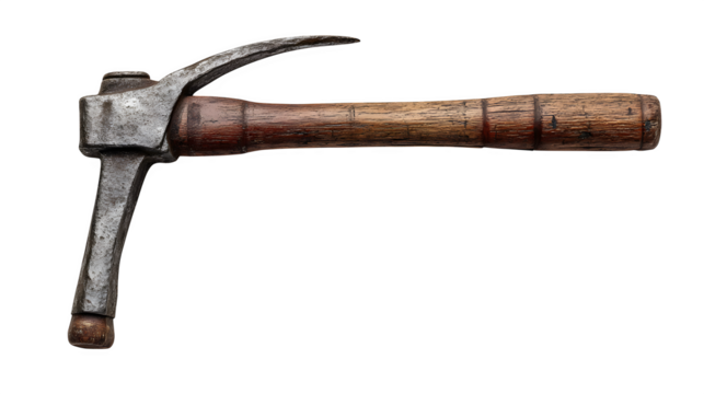 Coal miner pickaxe from early 20th century, isolated