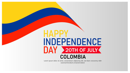 Happy Independence Day 20th of July Colombia flag banner design on gray background