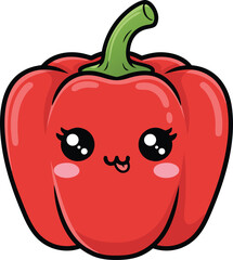 Cute Red Bell Pepper Character