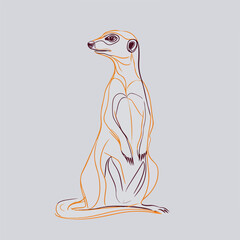 Sleek Meerkat Line Art Illustration