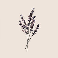 Elegant Lavender Line Art Illustration