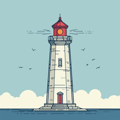 Sleek Lighthouse Line Art Illustration
