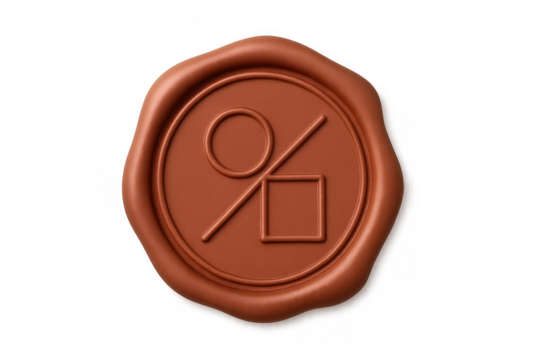 Wax seal showing geometric shapes, concept of secrecy, challenge, or game, brown 3d rendering
