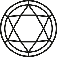 Black Outline Geometric Seal Symbol With Six Pointed Star Inside A Circle And Connected Lines On A Transparent Background