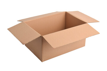 Close up of a cardboard box on white background