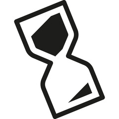 Black Hourglass Icon with Sand Flowing Transparent Background Simple Minimalist Time Measurement Symbol