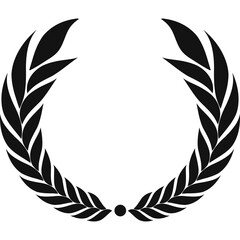 Black Laurel Wreath Symbol Isolated on White Background Graphic Design Element Vector Art