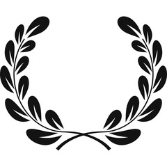 Black Laurel Wreath Symbol Of Victory Achievement And Success Isolated On Transparent Background Vector Graphic