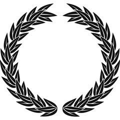 Black Laurel Wreath Symbol Of Victory Award Achievement And Success Isolated On White Background With Transparency
