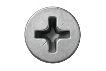 Phillips head screw top view on transparent background