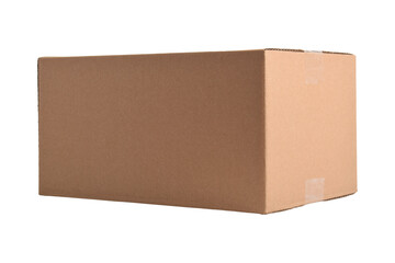 Cardboard box closed with tape isolated on white, with clipping path