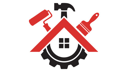 Professional home renovation construction tools house emblem logo design concept