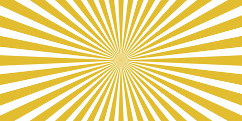 Bright yellow and white radial sunburst pattern with clean alternating stripes radiating outwards from a central square, ideal for energetic and positive graphic design applications