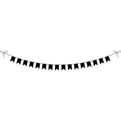 Black Pennant Banner Flags Hanging on String Across Transparent Background For Party Decoration Celebration Event Festive Occasion