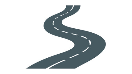 Winding asphalt road with white lines and lane markers