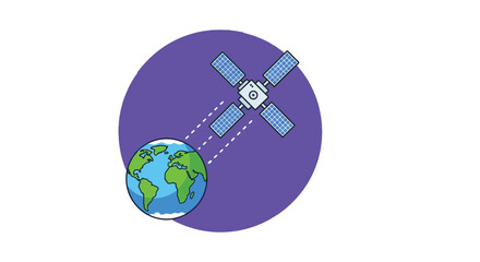 A satellite orbits the Earth, sending signals to the planet.