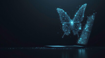 Abstract butterfly design with digital lines