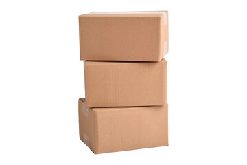 Pile of cardboard boxes isolated on white background