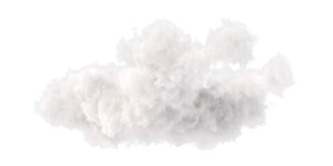 White cloud texture for sky or weather scene isolated on transparent background. Cut out high quality 3d illustration. png format.