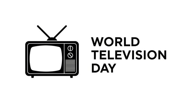 Classic Black and White Television Set with Antenna, Celebrating World Television Day.