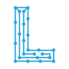 Abstract blue circuit paths design isolated on white background
