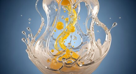 Naklejka premium Orange Juice Splash - A Refreshing and Vibrant Display of Liquid Motion.