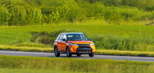 Japanese engineered crossover vehicle on country drive