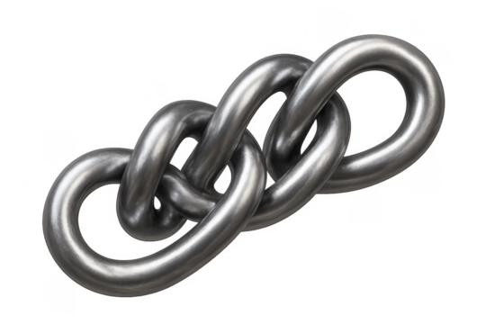 Metal chain links connecting strength and unity