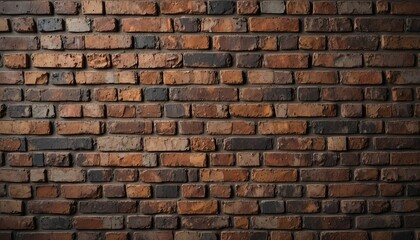 Obraz premium A rugged brick wall featuring a rich, textured pattern with warm brown hues, perfect for interior design, rustic backgrounds.