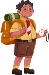 Boy Scout Holding Compass Illustration