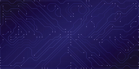 Dark Blue Abstract Circuit Board Pattern with Lighter Blue Lines and White Dots for Futuristic Technology and Data Concepts