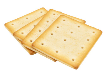 Isolated stack of saltine crackers, crispy savory snack, baked square biscuits for canapés