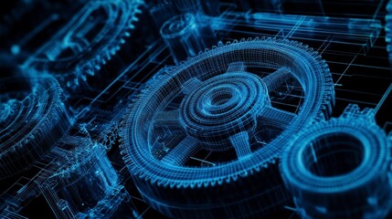 Abstract gears in wireframe design