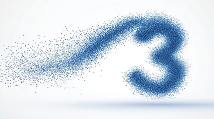 Digit three formed from scattered particles