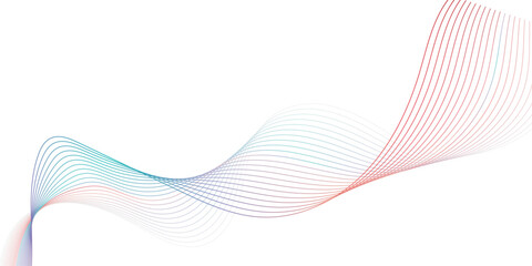 Abstract colorful wave background with smooth flowing gradient lines in soft pink, blue, and purple tones on a white background, modern digital art for design, technology, and presentation use.