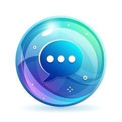Fototapeta premium Title: Futuristic Gradient Chat Bubble Logo – AI-Generated 3D Digital Communication Icon 