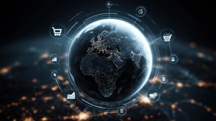 Global Network Connection with Digital Icons and Earth Background