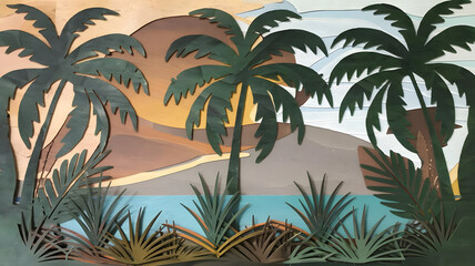 Obraz premium Vector illustration of a tropical palm tree for a summer beach paradise getaway
