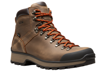 Isolated Tan Leather Hiking Boot with Orange Laces for Outdoor Adventure Activities