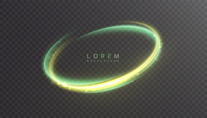 A glowing circular ring of light with a soft blur effect and a green-yellow glow. Suitable for overlaying HUD effects, interfaces, and backlighting on both dark and light backgrounds.