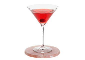 Isolated Martini on a rose quartz coaster for a stylish drink aesthetic on surface