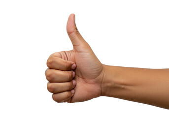 Isolated hand gesturing thumbs up sign, approval, success, agreement, acceptance expression