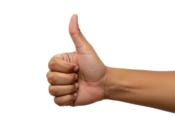 Isolated hand gesturing thumbs up sign, approval, success, agreement, acceptance expression