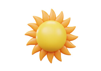 Isolated radiant sun is a symbol of summer and bright sunshine weather forecast icon
