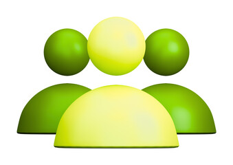 Group of people icon in green and yellow isolated on transparent background