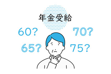 年金の受給年齢を考えるシニア男性のイラスト